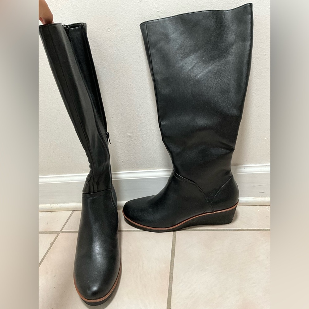 NWOT Aerosoles Black Knee High 21" WIDE CALF Boots Size 12